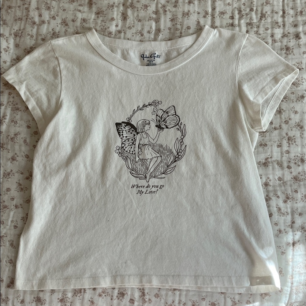 Brandy Melville White Tee with Angel Graphic